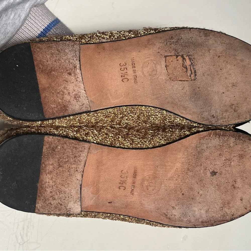 CHANEL Women's Gold and Black Flats
